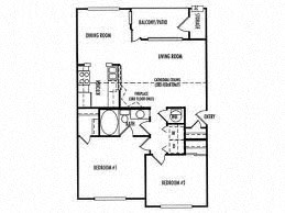  Floor Plan 2 Bed 1 Bath