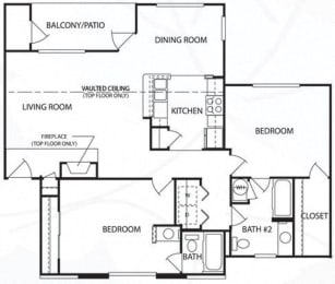  Floor Plan 2 Bed 2 Bath