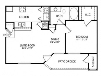  Floor Plan 1 Bed 1 Bath