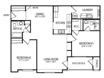  Floor Plan 2 Bed 2 Bath