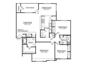  Floor Plan 3 Bed 2 Bath