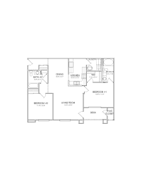  Floor Plan 2 bedroom 2 bathroom