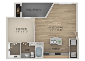 Sicily  1 Bedroom 1 Bathroom Floor Plan at Riachi at One21, Plano, 75025