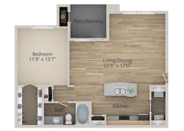 Padera One Bathroom Floor Plan at Riachi at One21, Plano, TX, 75025