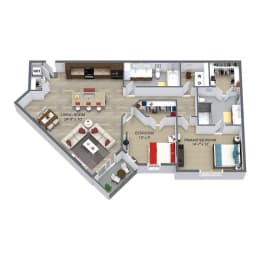 C7 Floor Plan at Aster Apartments, Beachwood, 44122