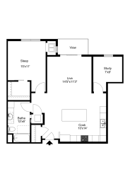 The Maple Bluff Floor Plan at One Glenn Place, Fitchburg