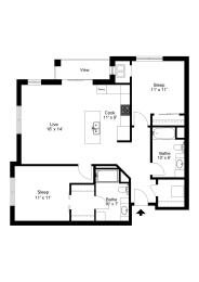 The Madison Floor Plan at One Glenn Place, Fitchburg