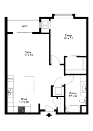 The Cambridge Floor Plan at One Glenn Place, Fitchburg