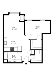 The Waterloo Floor Plan at One Glenn Place, Fitchburg, WI, 53711