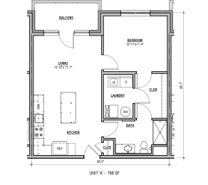 a blue and white floor plan of a house at Statesman Apartments, Franklin Wisconsin