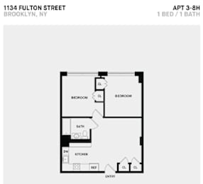  Floor Plan H Line 2 Bed 1 Bath