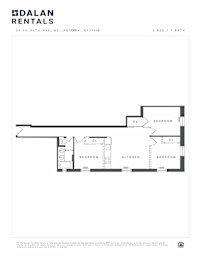 A black and white image of a floor plan for Dalan Rentals.