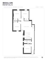 A Dalan Rentals floor plan for a 4 bedroom, 1 bath apartment.