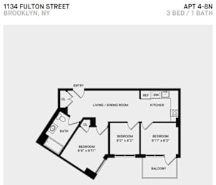 3 Bed 1 Bath Balcony