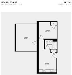 1 Bed 1 Bath Terrace