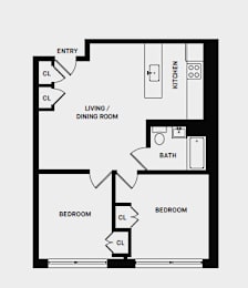 2 Bed 1 Bath