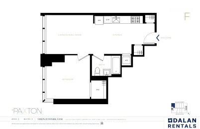 The Paxton Line F Floorplan 1 bed 1 bath at The Paxton, Brooklyn, NY