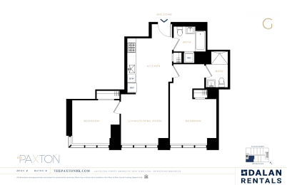 The Paxton Line A Floorplan 2 bed 2 bath at The Paxton, Brooklyn