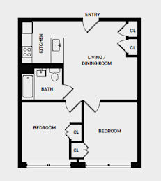 2 Bed 1 Bath