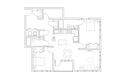 A black and white image of a floor plan of a house.