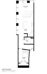 a floor plan of a small apartment with a bedroom and a living room