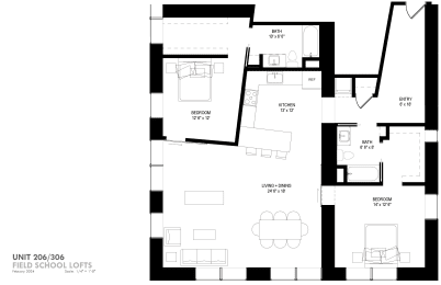 floor plan of the first floor of the revamped home
