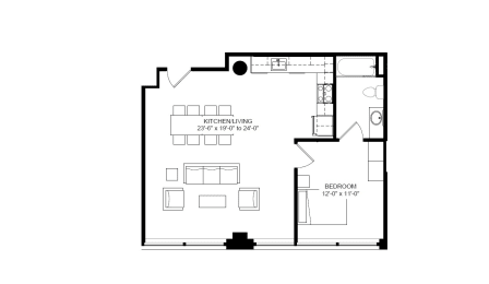 bowler Floor Plan at The Draper, St Louis, MO, 63103