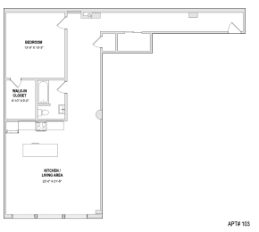 a floor plan of a bedroom apartment at The 22 Apartments, St. Louis, MO