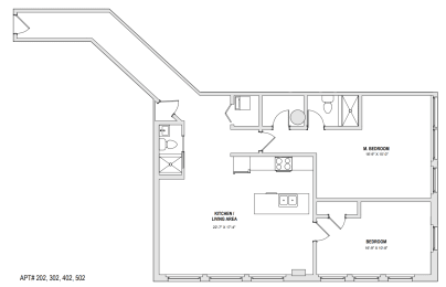 a floor plan of a bedroom apartment at The 22 Apartments, St. Louis