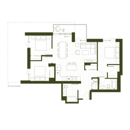 A floor plan of a house with a central courtyard and rooms surrounding it.