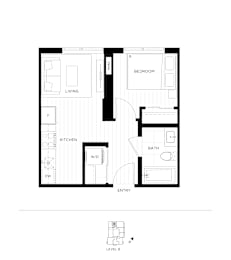 A black and white image of a floor plan for a home.