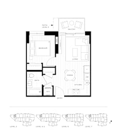 A black and white floor plan of a house with labeled rooms.