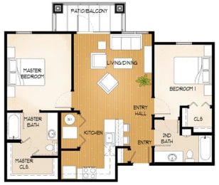  Floor Plan Two Bed/Two Bath B2