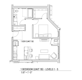 the attic floor plan of a 1 bedroom unit