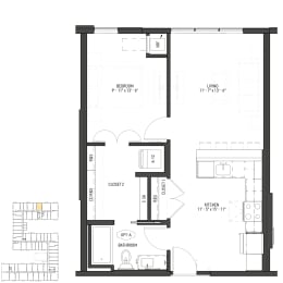 a floor plan of a house with a loft and a patio