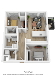 A floor plan of a house with labeled rooms.