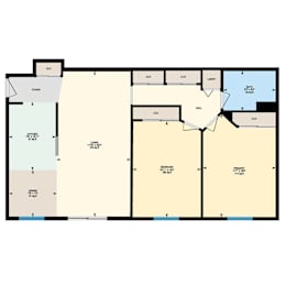 A floor plan of a house with labeled rooms such as "Kitchen", "Dining", and "Bathroom".