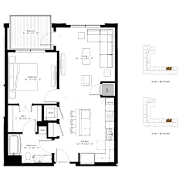 A black and white floor plan of a two-level home with labeled rooms.
