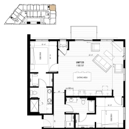 bedroom floor plan an in floor plan and elevation of a house