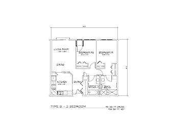 A floor plan of a Type B - 2 Bedroom apartment.