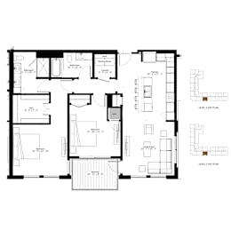 A black and white image of a floor plan for a house.
