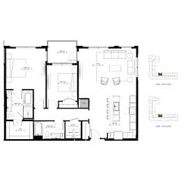 A black and white image of a floor plan for a house.