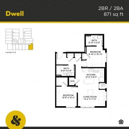 a floor plan of a home with a bedroom and a living room