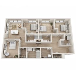 A top-down view of a house layout with labeled rooms.