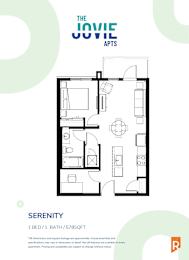 A floor plan for a one bedroom apartment with a bathroom.