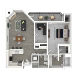  Floor Plan 1 Bed, 1.5 Bath + Den A