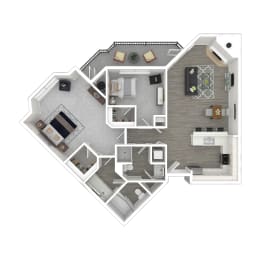 a floor plan of 263 sq ft of a 2 bedroom floor plan
