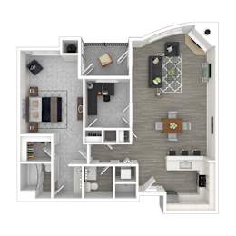  Floor Plan 1 Bed, 1.5 Bath + Den D