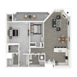 a floor plan of a 1 bedroom with a bathroom and a living room