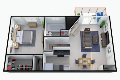 a floor plan of a house with a bedroom and a living room